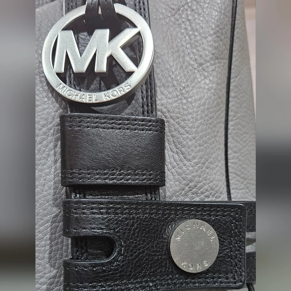 Michael Kors Gray & Black Pebbled Leather Satchel Shoulder Bag NWOT